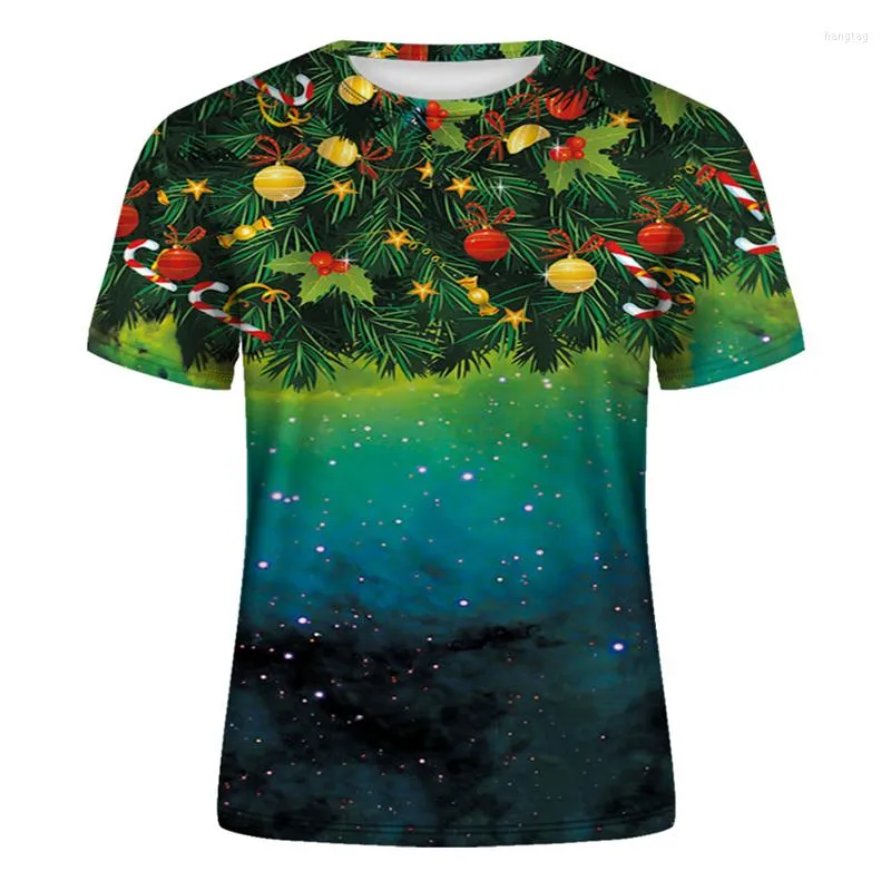 Herren-T-Shirts, Sommer, atmungsaktiv, Rundhalsausschnitt, kurzärmeliges T-Shirt, kreativer 3D-Landschaftsdruck, Herrenmode, lässig