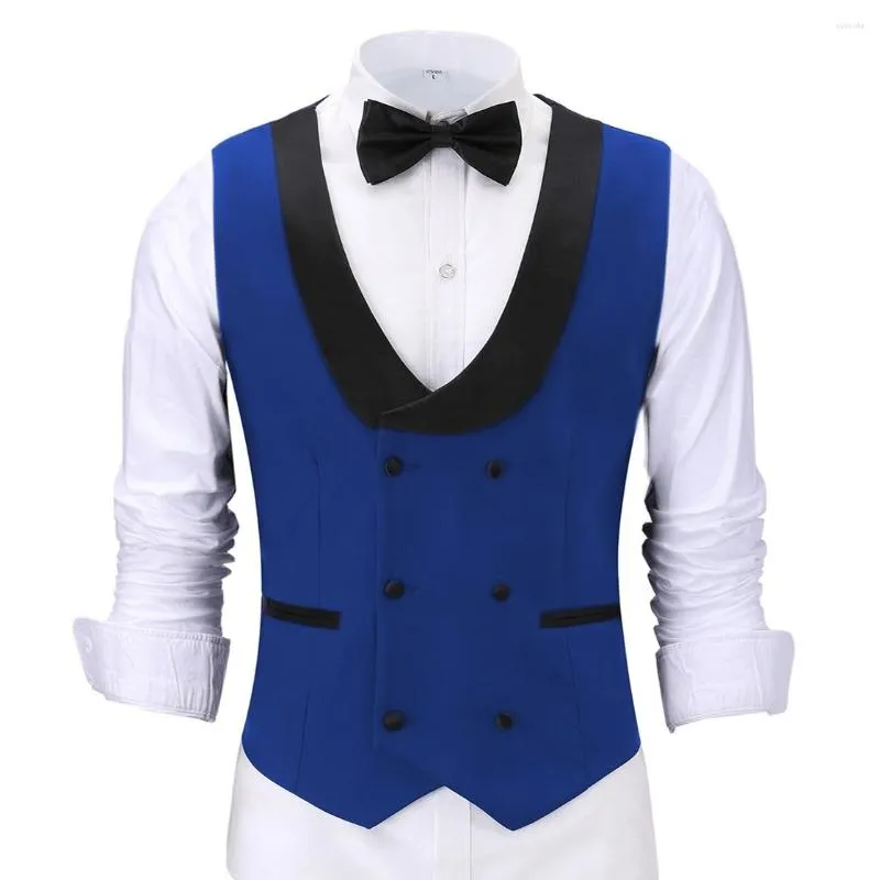 Herenvesten Casual heren zakelijk vest royaal blauw fit prom dubbele borsten blazer champagne pakken instelling voor bruiloft man bruidegoms