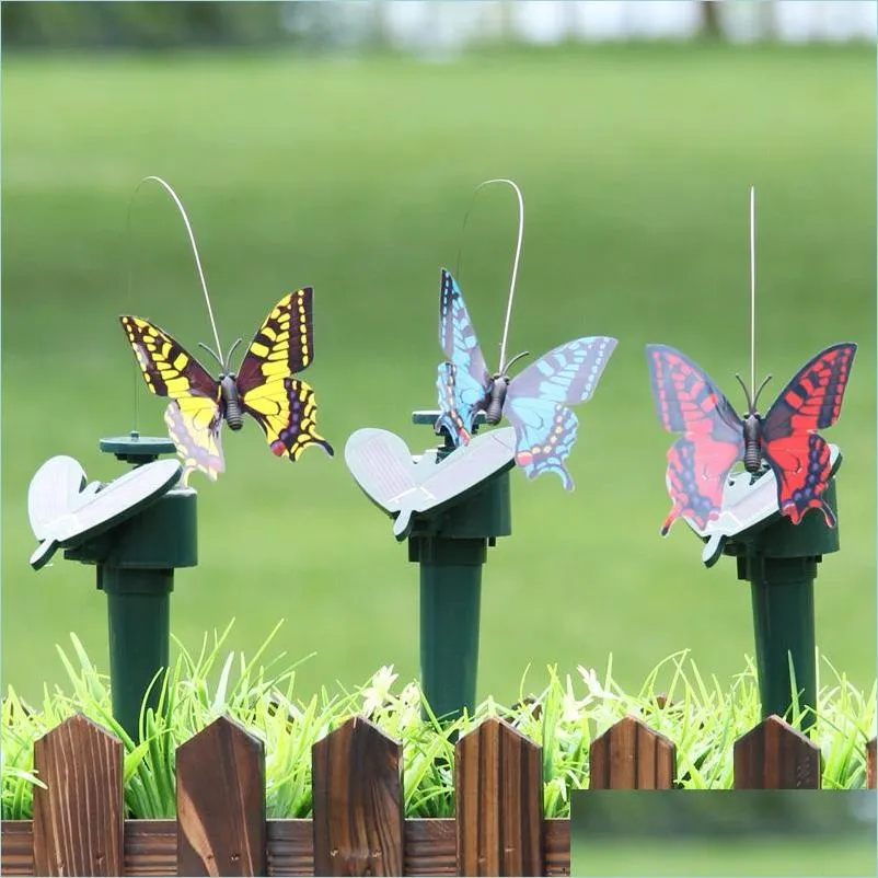 Decorazioni da giardino Energia solare Danza Farfalle volanti Vibrazione svolazzante Colibrì Uccelli in volo Decorazione da cortile Giocattoli divertenti Drop Dhegn