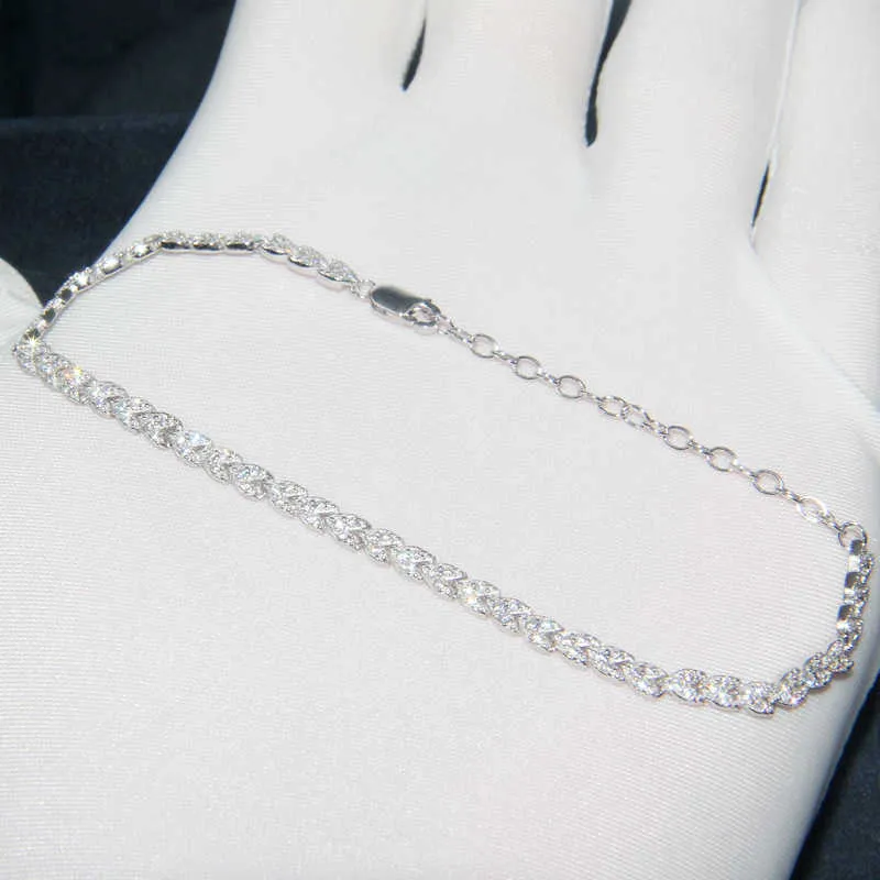 925 Sterling Silver Bracelet Sparkling Link High Carbon Wheat Bracelet For Women Engagement Wedding Party Jewelry S321