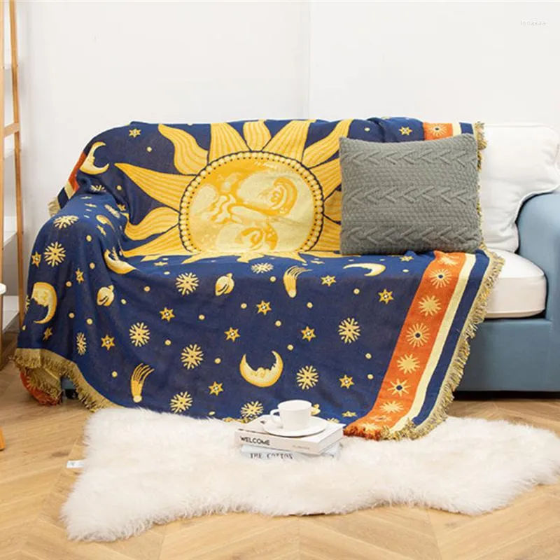 Blankets Nordic Star Moon Throw Blanket Sofa Decorative Slipcover Cobertor On Sun Tassel Beach Dustproof Bed