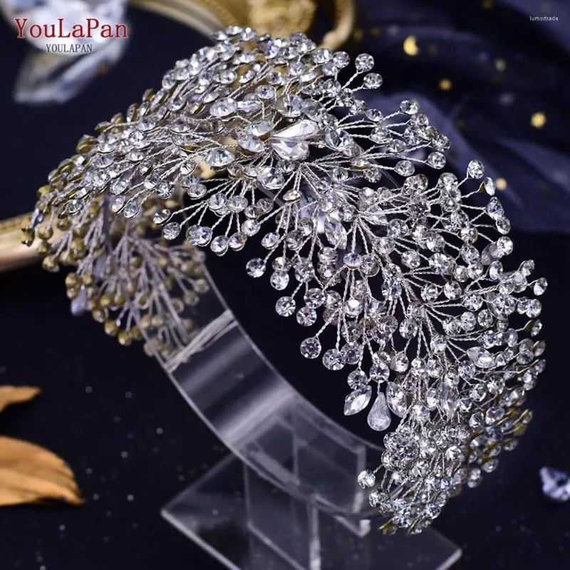 Copricapo YouLaPan HP415 Tiara da sposa Strass Fascia da sposa Accessori per capelli Copricapo da spettacolo di cristallo fatto a mano Copricapo da donna