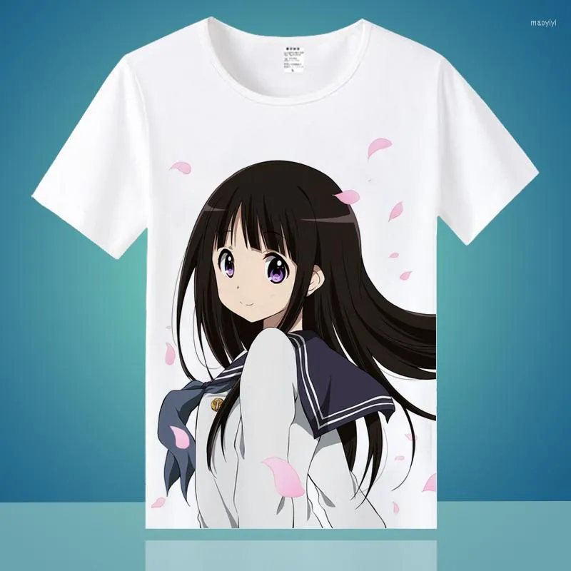 Męskie koszulki anime hyouka orrek houtarou chitanda eru preppy casual codziennie koszulka koszulka