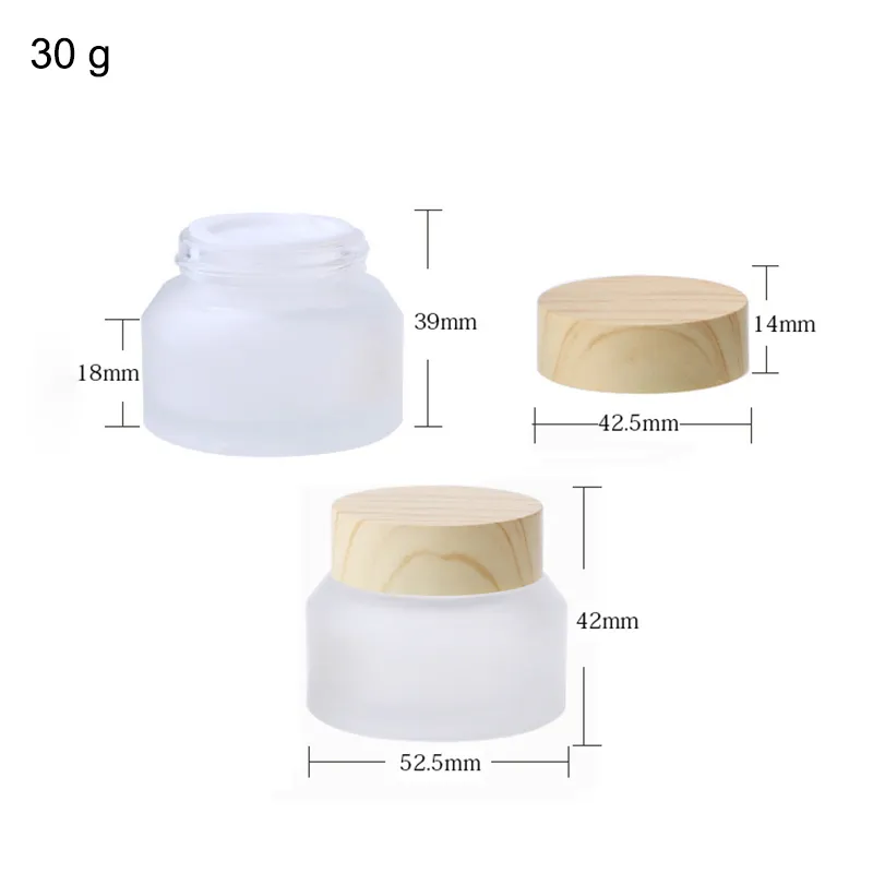 Contenitore per crema in barattolo di vetro trasparente smerigliato 15g 30g 50g Contenitori cosmetici per vasetti di vasetti per cosmetici