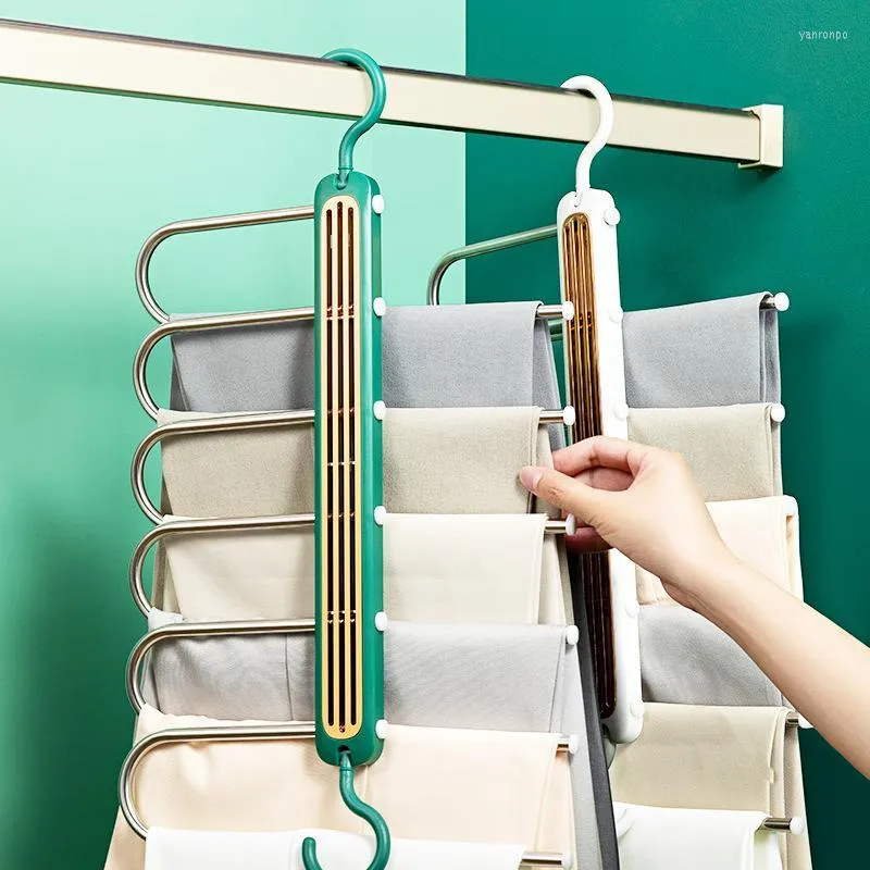 Hangers rekken vouwbroek rek multifunctionele meerlagige hanger hanger hanger magic pant clip garderobe pull opslag