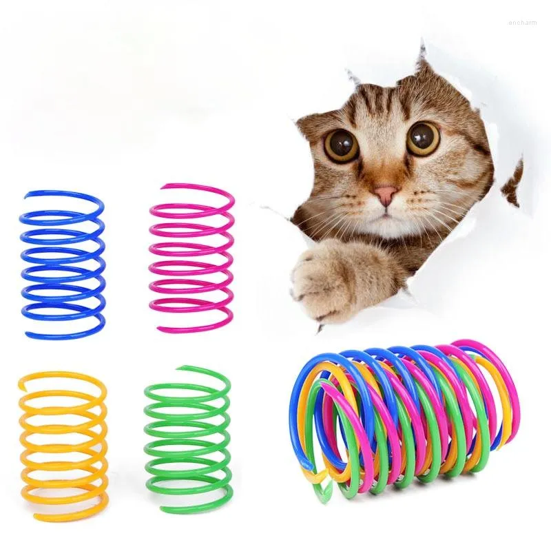 Cat Toys 4/8/16/20pcs Gattino Largo Durevole Pesante Calibro Molla Giocattolo Molle Colorate Pet Bobina Spirale Intera