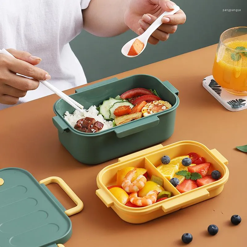 Servis uppsättningar bärbar bento box för barn söta lunch vuxna förvaring container mikrovågsbetyget utomhus resa picknick fodral