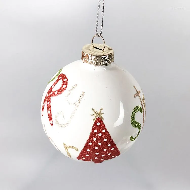 Christmas Decorations Tree Ornaments Glass Small Pieces Window Gift Foreign Trade 6.5cm White Letter Ball