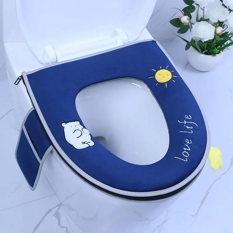 Toilet Seat Covers Modern Style Thicken Plush Household Cushion Storage Bag Design Cover PU Waterproof Ring With Handle