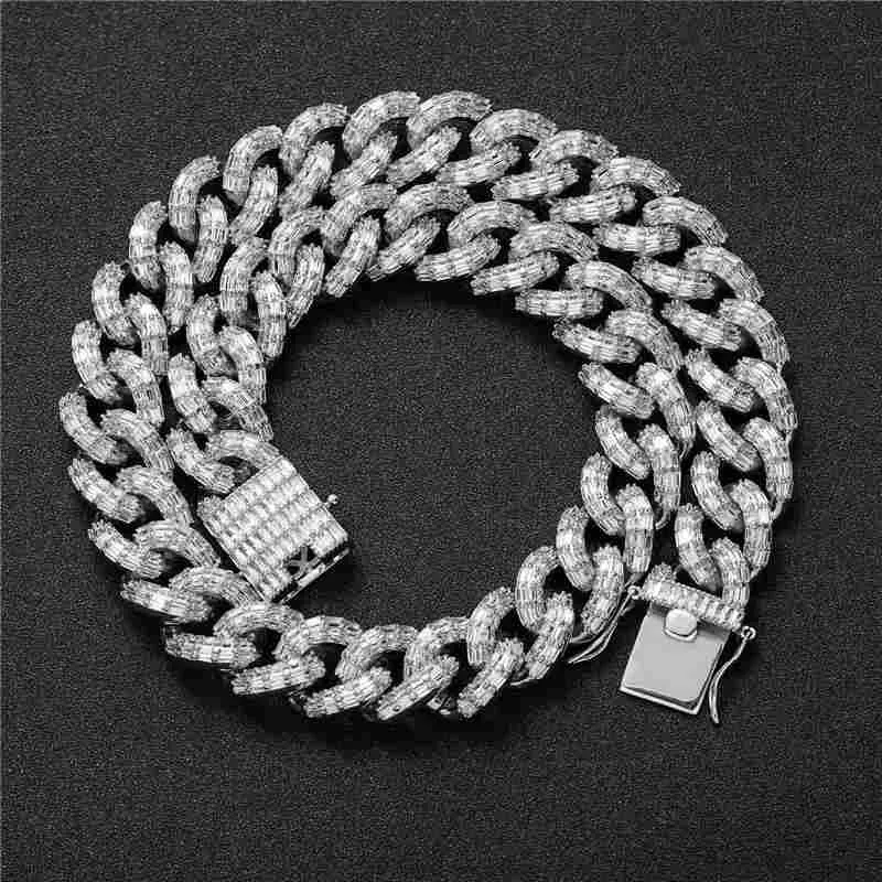 Plaqué or CZ 16mm 16-24 pouces T CZ pierre cubaine chaîne collier 7/8 pouces Bracelet bijoux de mode pour hommes femmes