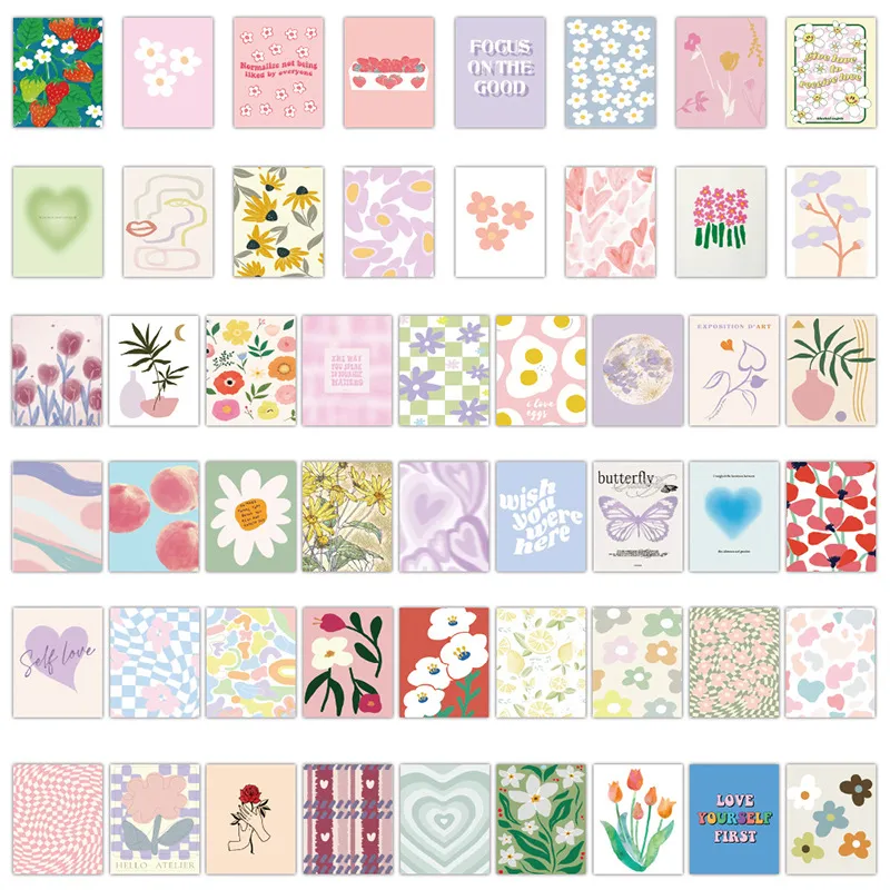 52st Ins Pink Fresh Flower Poster Stickers Kawaii Girls Decals Diy Phone Stationery Scrapbook Bike Guitar Sticker