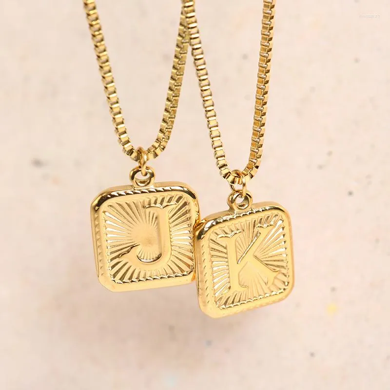 Kedjor Dainty Initials Necklace For Women 26 Letters Neckor Rostfritt st￥l Square Pendant Charm Hiphop f￶delsedagsmycken g￥vor