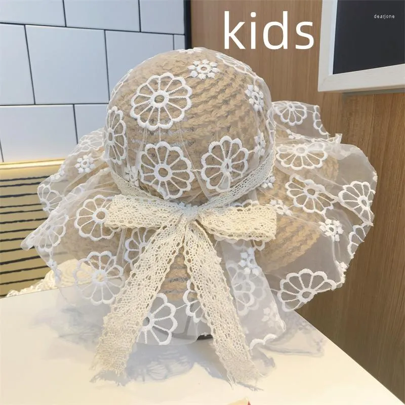 Hats Sun Hat Baby Kids Girls Summer Straw Lace Cute Fashion Luxury For Women Beige Khaki Pink Girl Chapeau Femme