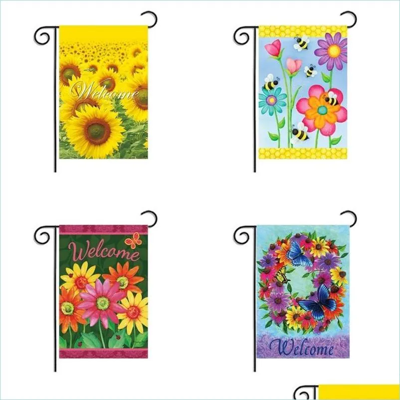 Gartendekorationen 30 x 45 cm, Rasen dekorieren, Sonnenblumen-Flaggen, wasserdichte Verschlüsselung, Leinen-Flagge, Festival-Banner, einfach zu installieren, schön für Dhsca