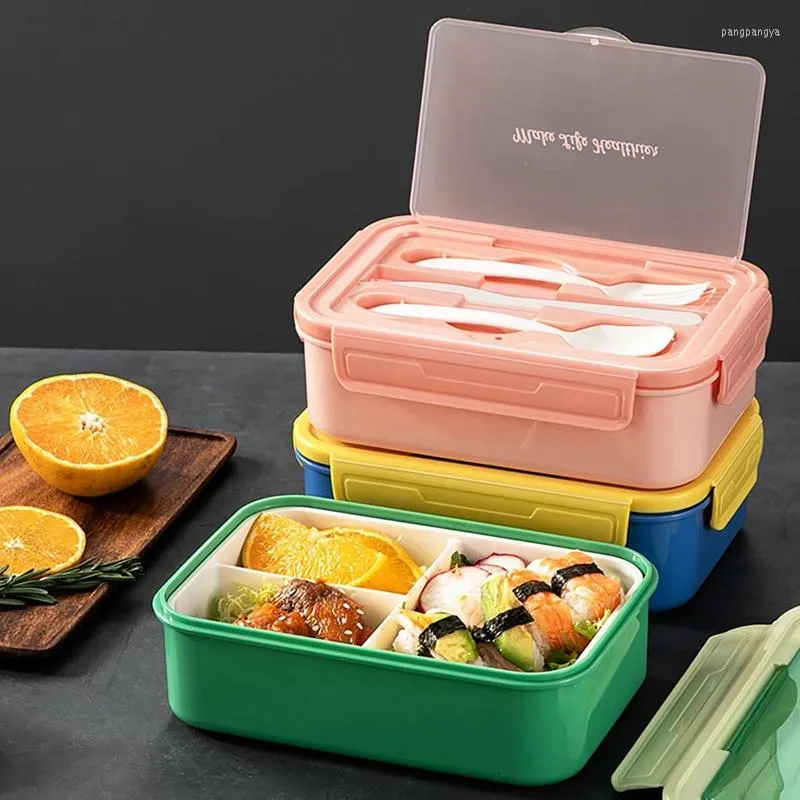 1400ML Double Layer Healthy Material Lunch Box With Fork and Spoon  Microwave Bento Boxes Dinnerware Set Food Storage Container