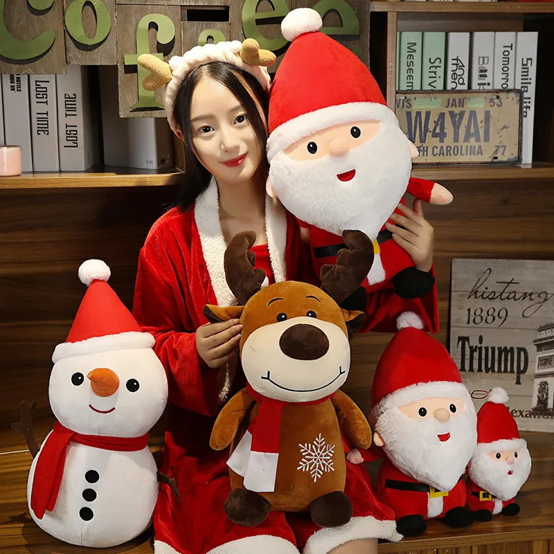 Wholesale Fast deliver Cheaper Price Stuffed Christmas Toy Moose Snowman Santa Claus Elf Plush Toys for Christmas