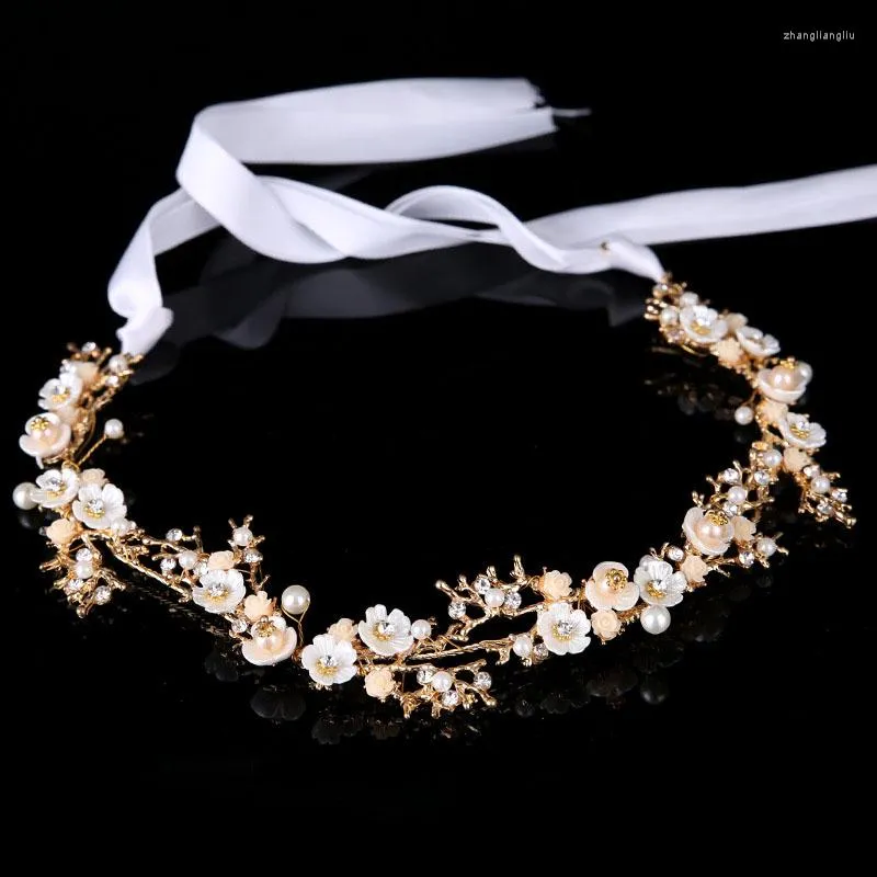 Hårklipp lyxiga barockskal Flower Pearl Crystal Ornaments Heads for Fashionable Bride Pannband Bröllopstillbehör smycken