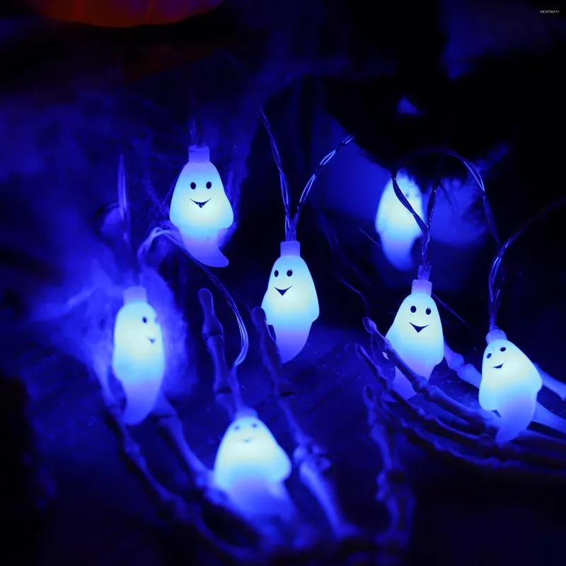 Strings Halloween LED String Licht kleurrijke Ghost Outdoor Garland voor vakantie -evenementengangen Gangen 3m 20 -lichte batterij Fairy Lights