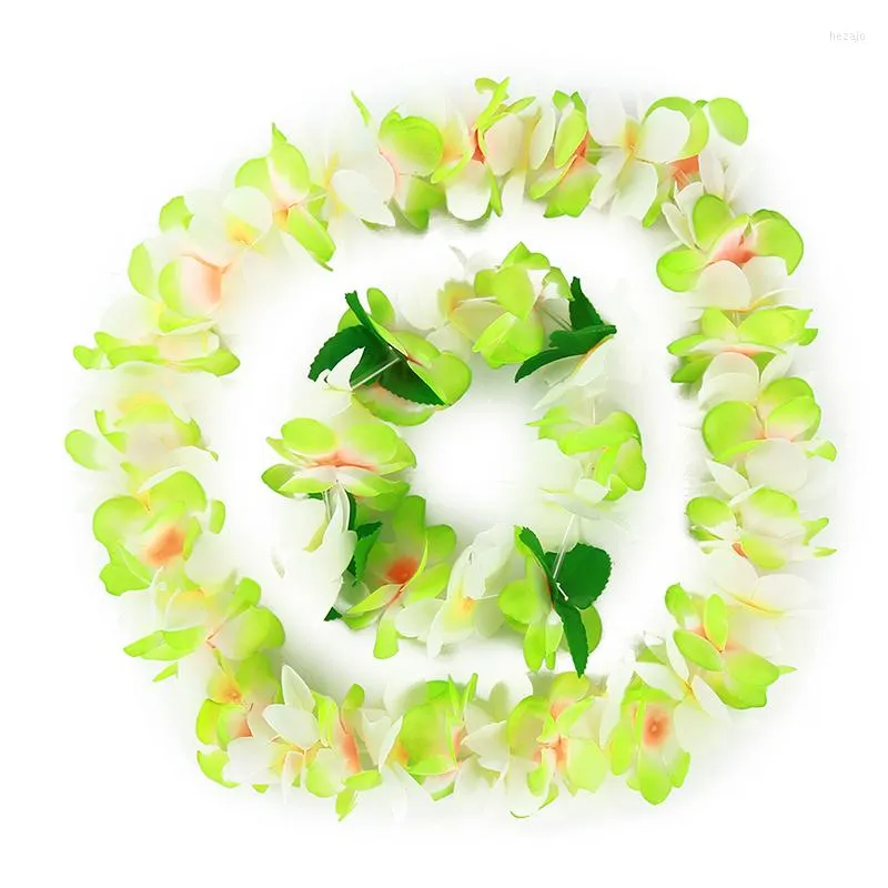 Fleurs décoratives 4 pièces/ensemble hawaïen Hula fleur guirlande ensemble Lei Luau déguisement plage partie collier bandeau bracelet