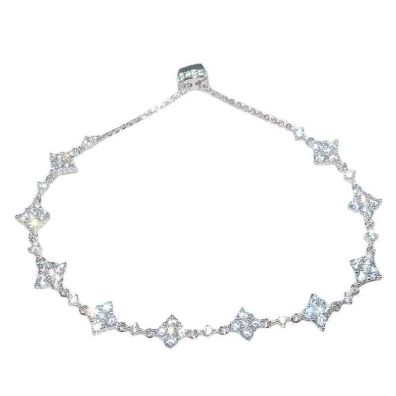 Korean Cute Shiny Pendant Link Bracelet Girl Trendy Elegant Zirconia Adjustable Chain Bracelets Women Jewelry Gift S307