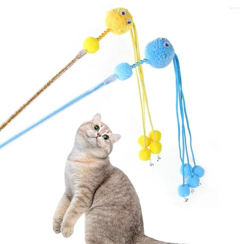 Cat Toys 4 Heads Hairball Funny Stick With Bells Bite-resistant Playing Wand Pet Accessories