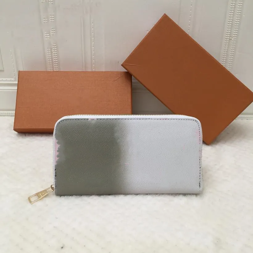 Hight Kwaliteit Leer Gradiënt Zippy Lange Portefeuilles Vrouwen Luxe Tas Sarah Victorine Portemonnee Kaarthouder Designer Clutch Bags Lad213g