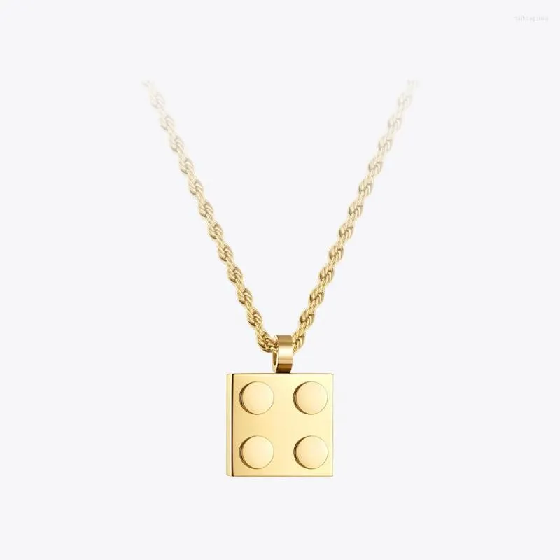 Pendant Necklaces ENFASHION Building Block Necklace For Women Items Stainless Steel Collar Gold Color Jewelry P223283