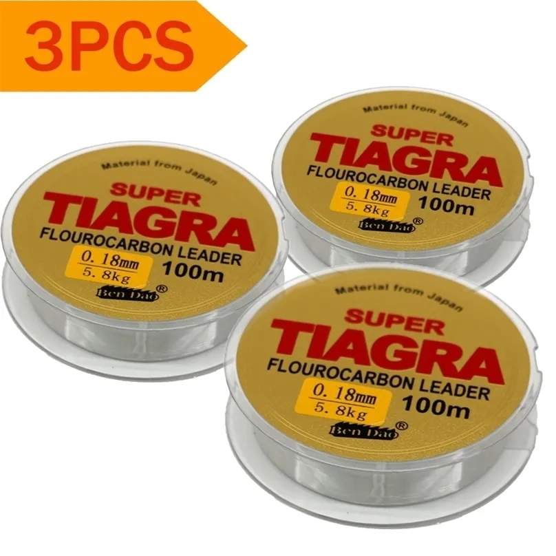 Linia warkocz 3PCS Fishing Fluorocarbon Lider nylonowy silny drut monofilament- Japan Mater na karp 221019