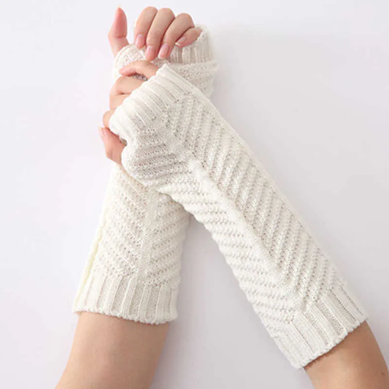 Winter Womens Knitted Sweater Fingerless Gloves With Long Arm And Wrist  Sleeves Warm Hand Warmer Half Finger Mittens L221020 From Us_kansas, $10.08