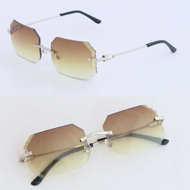 Mens Rimless Sunglasses Large Square Diamond Cut... From  display picture 3