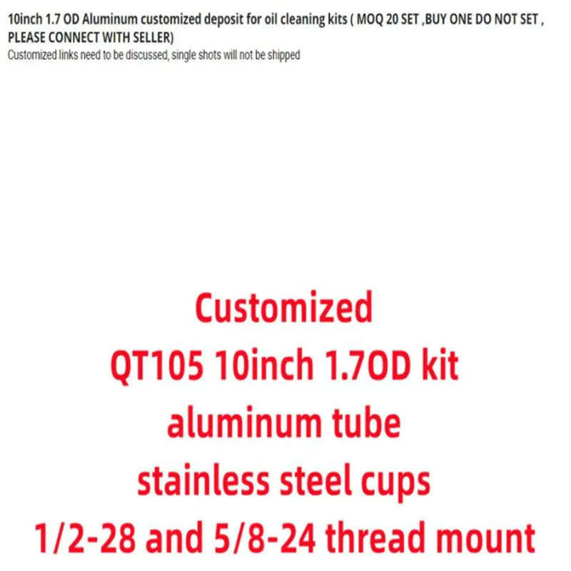 Kit de tasse en acier inoxydable de tube en aluminium de 10 pouces 1.7 OD pour les kits de nettoyage d'huile de moteur de voiture QT105 hj