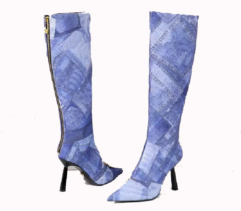 Realfine888 Boots 5A 5710310 Jacquard Ankle Knee Boot For Women