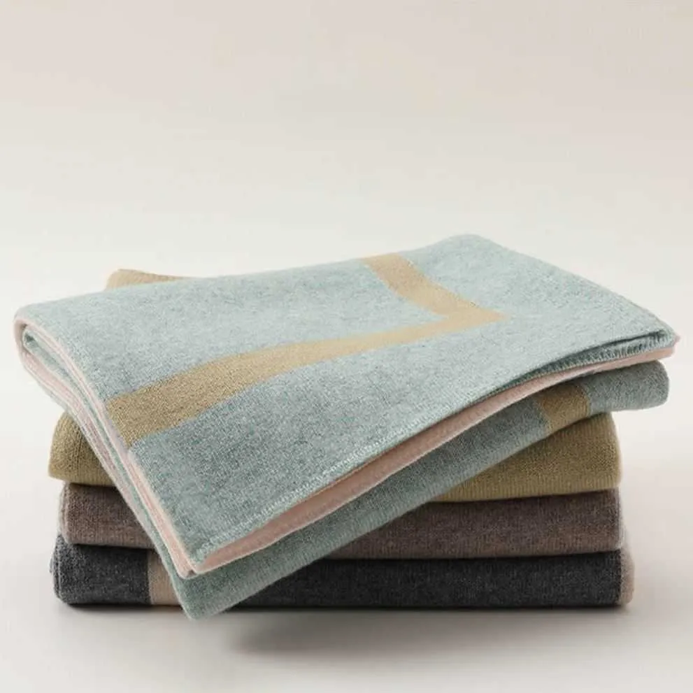 Écharpes AOPU 100% écharpe en laine pure pour femmes hiver édition coréenne couleur mélangée châle épais pour les deux bavoirs chauds écharpe tricotée