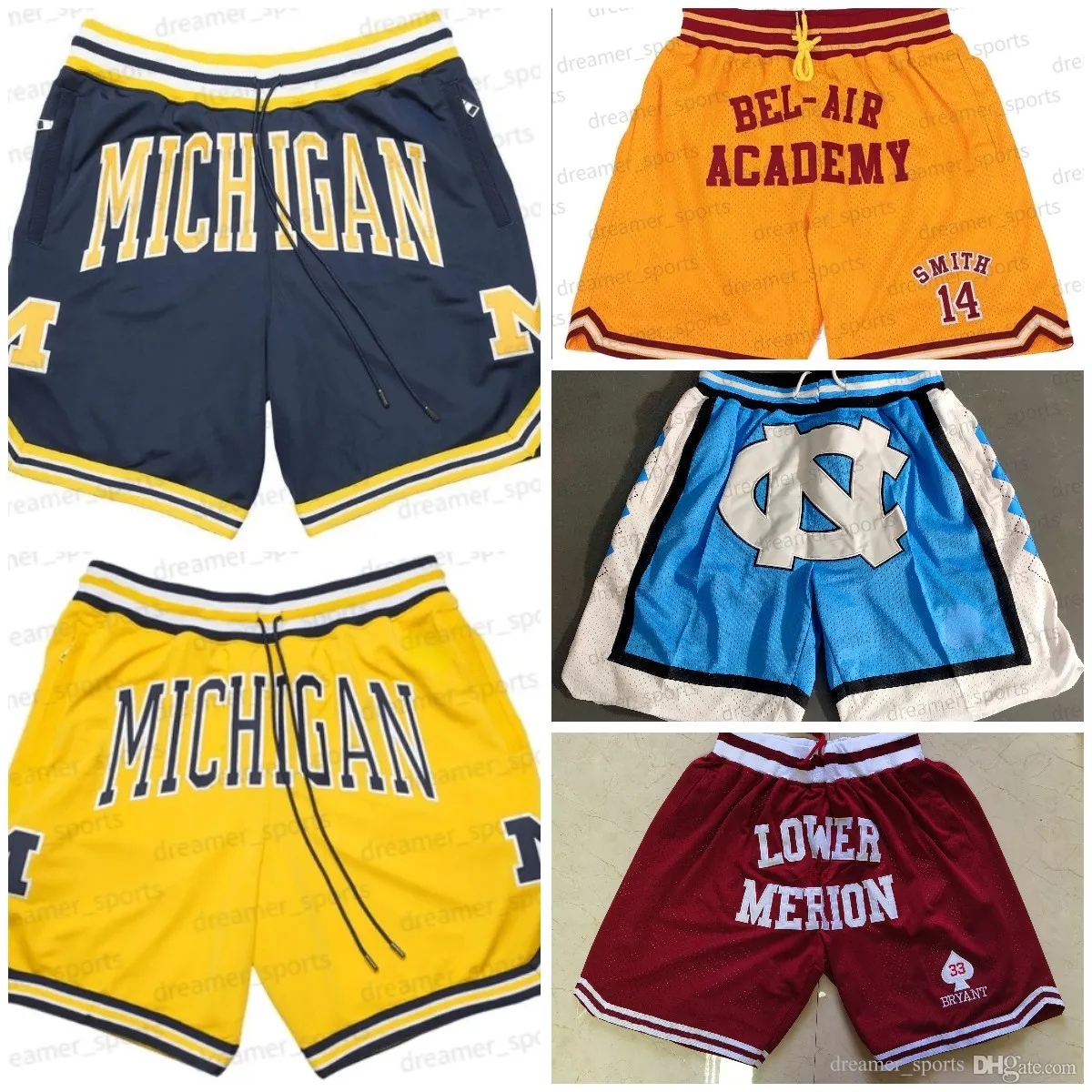 NCAA 14 Will Smith Basketball Shorts Lower Merion High School Michigan Wolverines Mens College Short Stitched