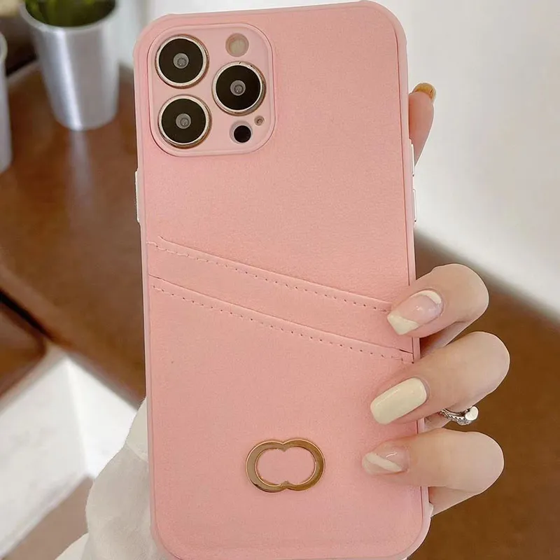 Designer Fashion Phone Cases Pink Green Case For iPhone 14 Pro Max 13p 12 11 XR XS 8 7 Luxury Card Pocket PhoneCase Silicone Cover Shell Ny