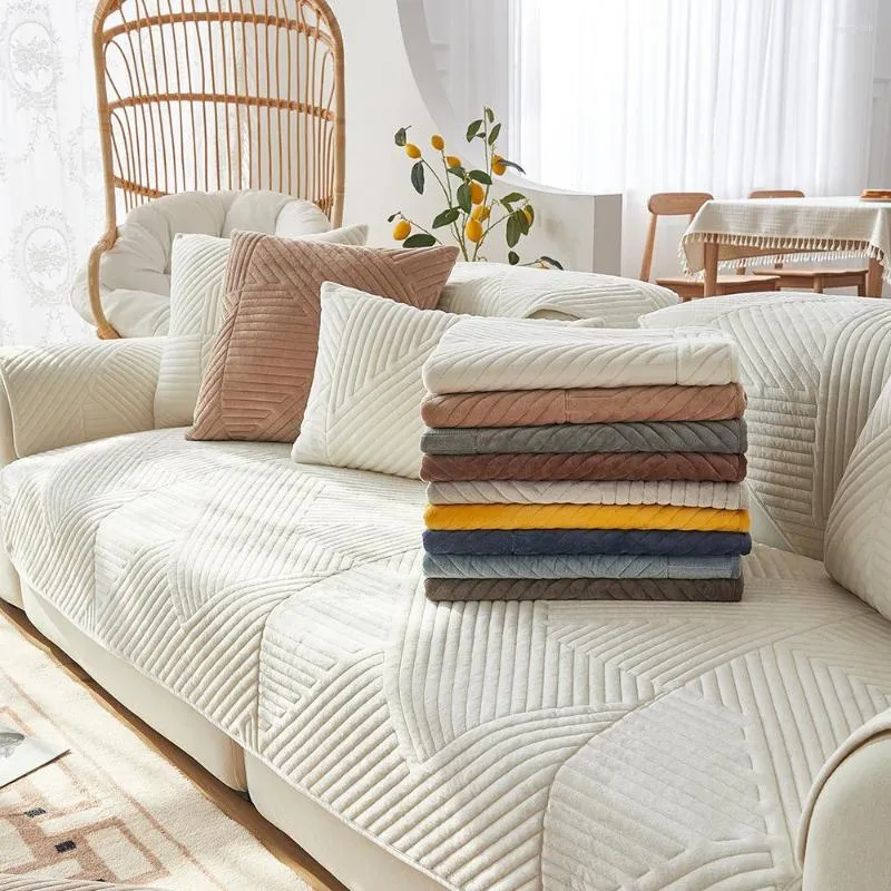 Stol täcker solid plysch soffa rand kudde heminredning fåtölj handduksmöbler säte täcke hörn slipcover för vardagsrum