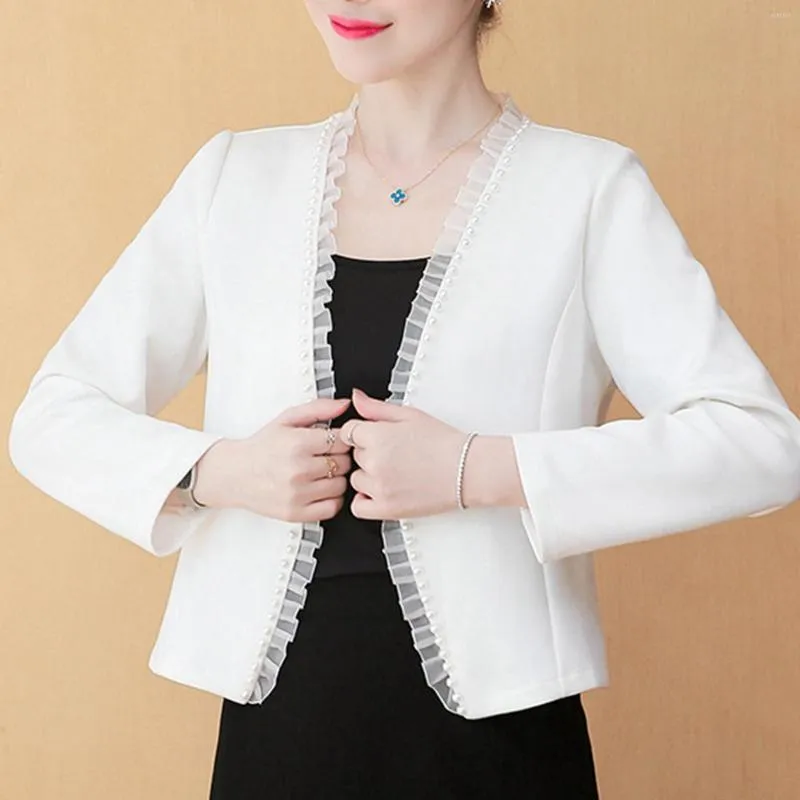 Costumes pour femmes Boléro court pour femme Blazer Veste à manches longues Soirée Shrug Dentelle Slim Fitted