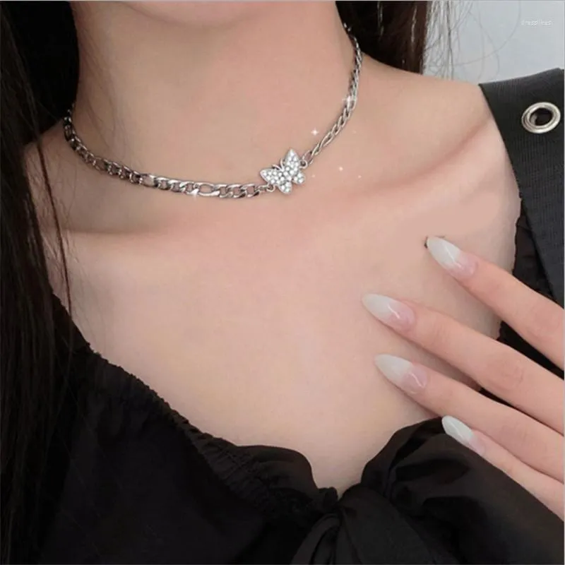 Choker 2022 Fashion Women#39; s Cold Wind Farterfly Pendant CLAVICLE CHAIN ​​STACK Women Light Luxury Party