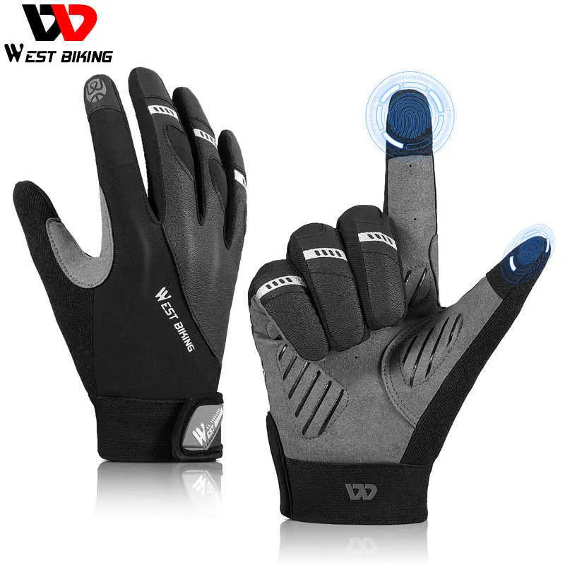 Guanti da ciclismo WEST BIKING Mountain Bike Guanto da dito intero Antiscivolo Antiurto Touch Glove Golf Ciclismo Crossfit Guanti da moto Primavera Autunno T221019