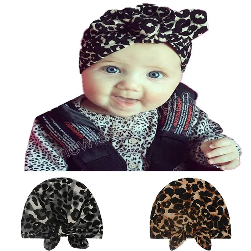 17x13 cm vintage leopar baskı pamuk saç aksesuarları bebek şapkaları moda tavşan kulakları bebek başlıkları çocuk tavanları destek