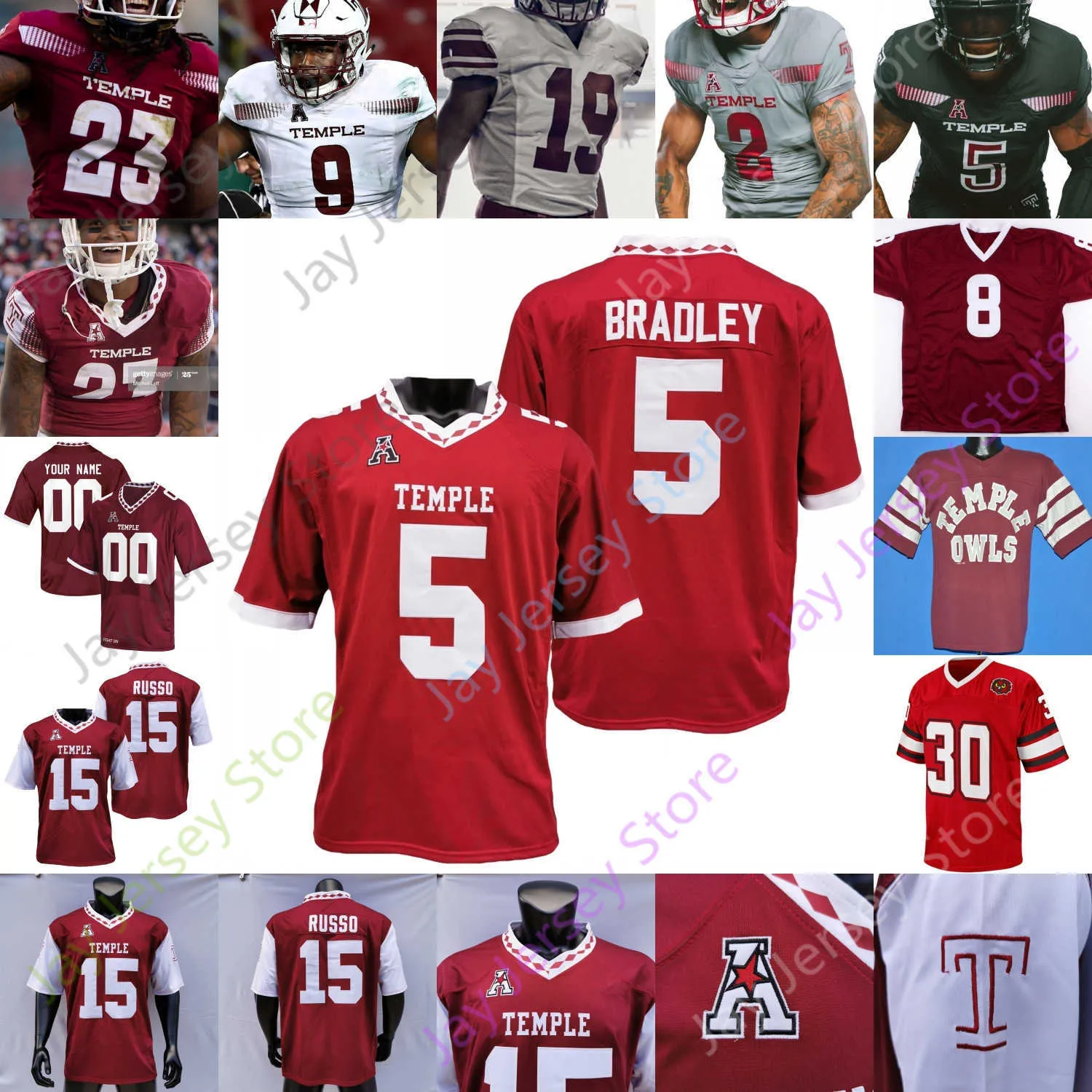 Maillot de Football Temple Owls NCAA Zack Mesday Ryquell Armstead Ventell Bryant Michael Dogbe Matakevich Anderson Wilkerson