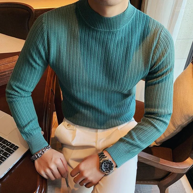 Men's Sweaters Men's 2022 Autumn Winter Thick Warm Sweater Men Half Turtleneck Long Sleeve Casual Pullovers Solid Color Jumper Tops E76