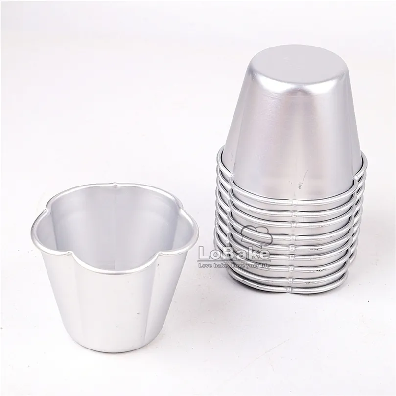 7cm Diameter Five-petaled Flower Shape Aluminium Alloy Tart Cake Mold Cupcake Mould Jelly Pudding Cup Bakery Tools 0616