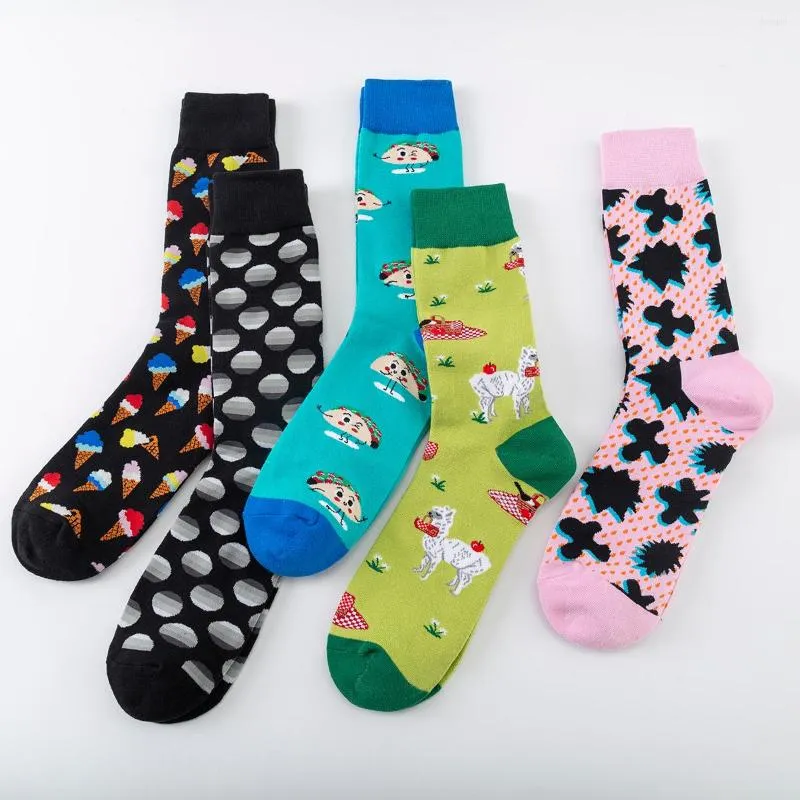 Chaussettes pour hommes Gentleman Casual Funny Men Multi Color Puzzle Happy Business Dress Cotton Harajuku pour et les femmes