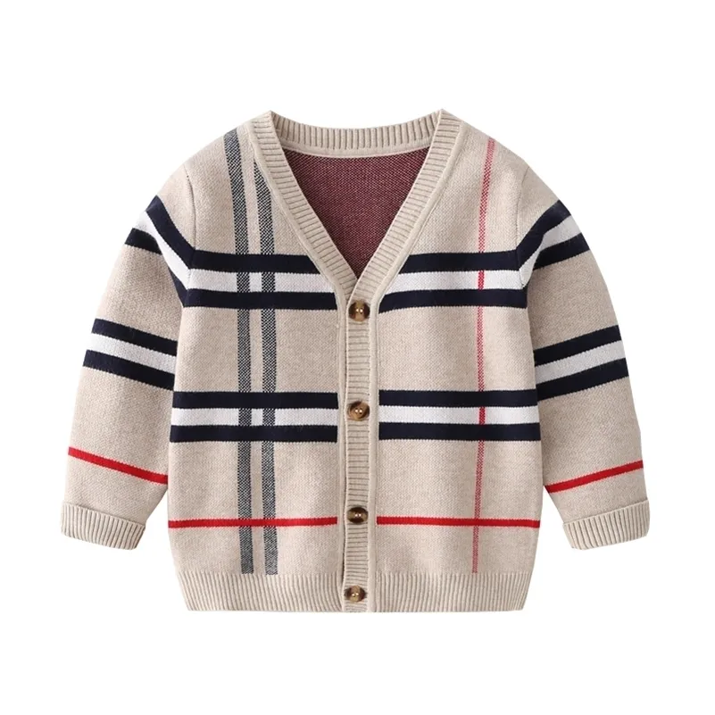 Down Coat 28T Toddler Kid Baby Boys Girls Cardigan Sweater Autumn Winter Knit Clothes Long Sleeve Plaid Fashion Knitwear Cute Streetwear 221019