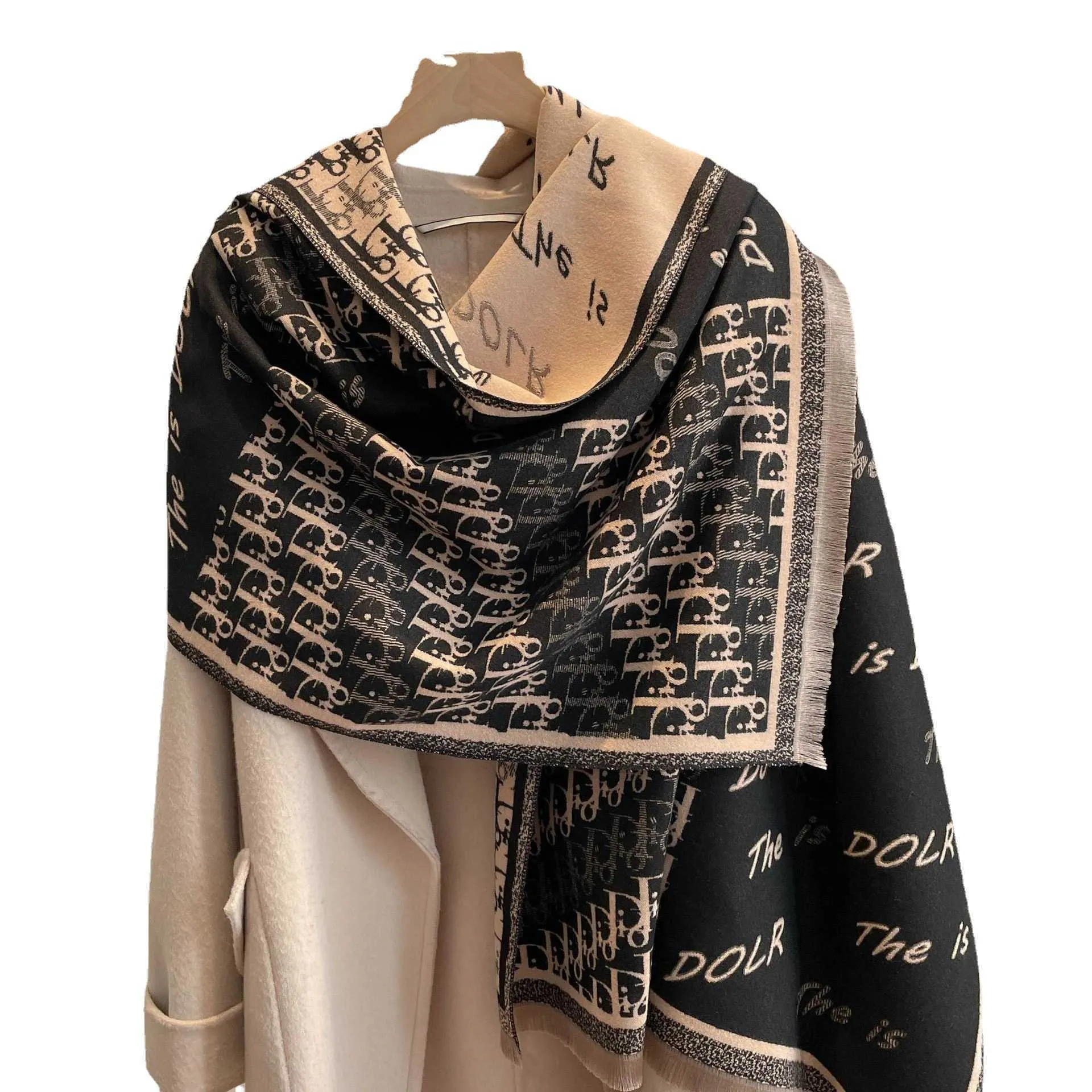 Lenços latt marca de estilo digno letra jacquard lenço mulheres pashmina inverno quente grosso shawls lenços