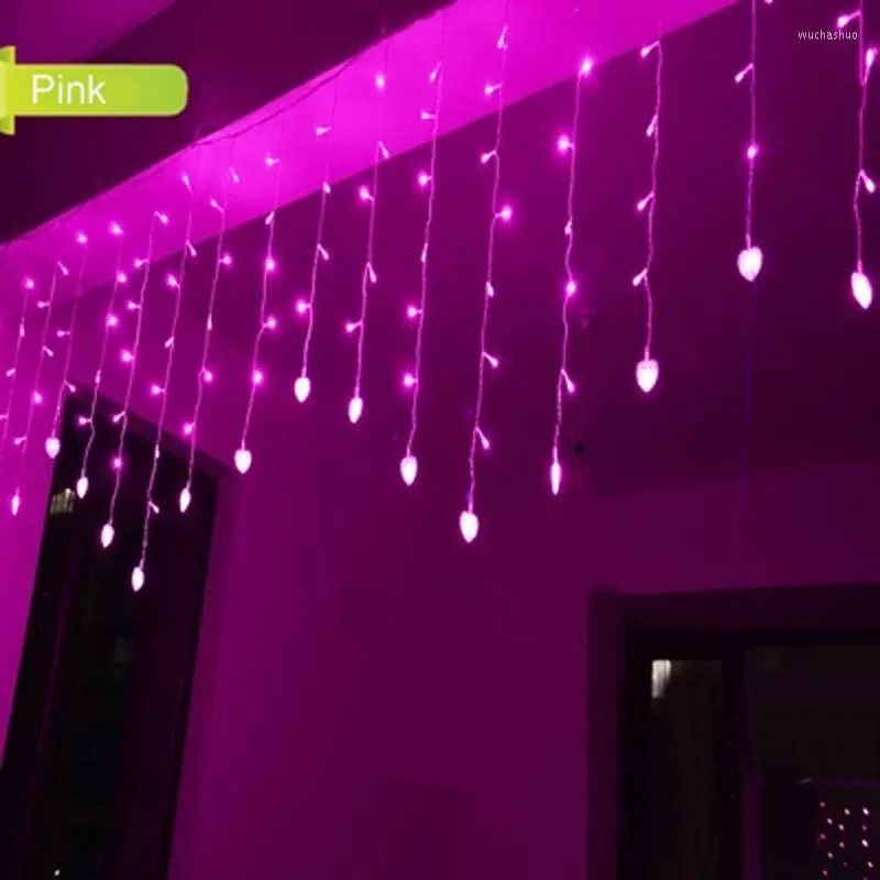 Cordes 1.5x0.5m LED Chaîne Fée Lumières De Noël En Plein Air Coeur Navidad Luces Decorativas Rideau Décorations De Mariage Lampe