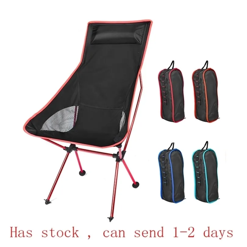 Camp Furniture Outdoor Ultralight Folding Moon Chairs Portable Fishing Camping Chair Foldbar ryggstöd Sätet Garden Office Hemmöbler 221020