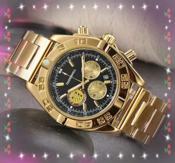 ساعة توقيت وظيفية شهيرة 43 مم الرجال حركة الكوارتز مجموعة أوجير سويسرا ساعة عرض جميع الهدايا للرجال Hardex Glass Wristwatch Montre Femme