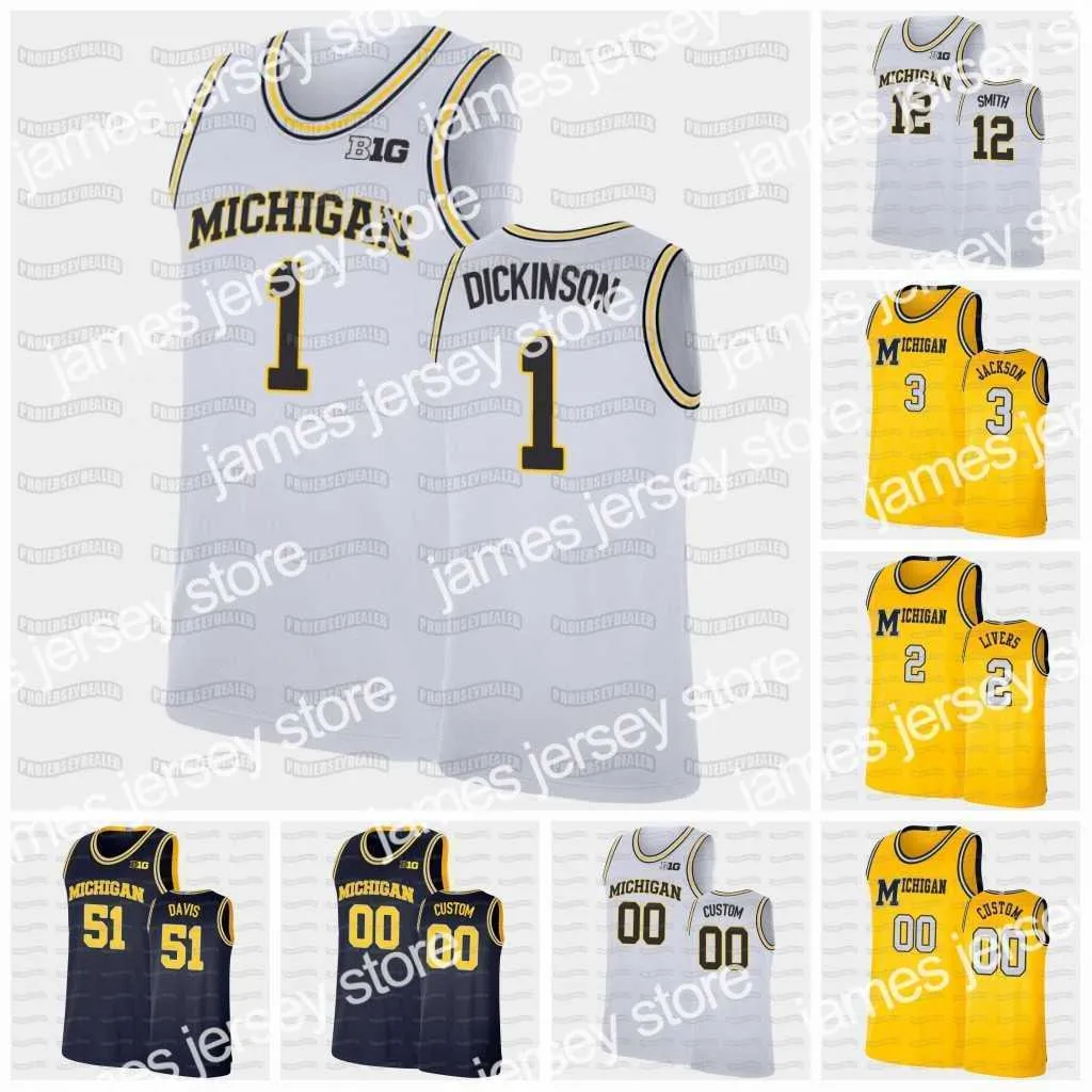 Maglie da basket Michigan Wolverines 2021 Maglia da basket NCAA Hunter Dickinson Mike Smith Franz Wagner ISAIAH LIVERS Eli Brooks Chaundee Brown Austin